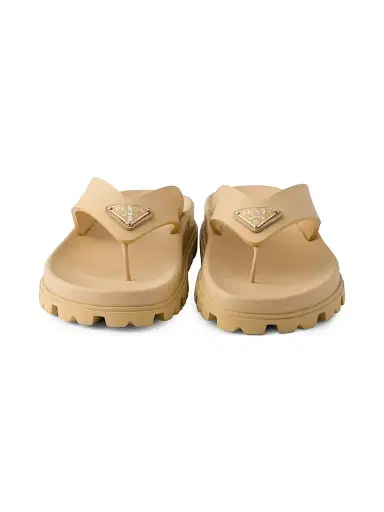 Prada Women's Rubber Thong Sandals - Beige Khaki | Thumbnail 2