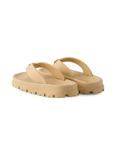 Prada Women's Rubber Thong Sandals - Beige Khaki | Thumbnail 3