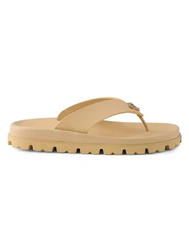 Prada Women's Rubber Thong Sandals - Beige Khaki | Thumbnail 1