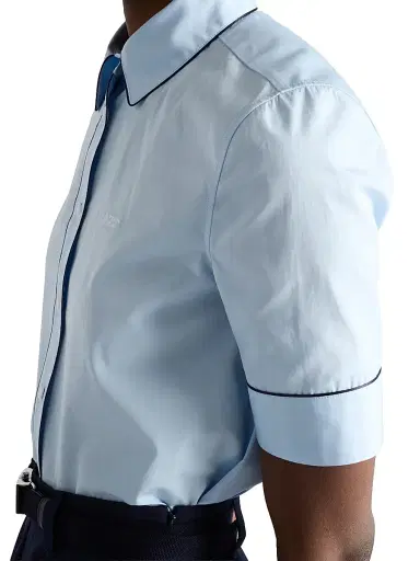 Prada Women's Short-Sleeved Poplin Shirt - Blue - Size 0 | Thumbnail 3
