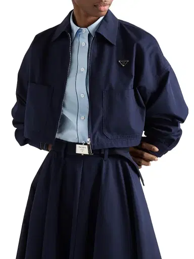 Prada Women's Short-Sleeved Poplin Shirt - Blue - Size 0 | Thumbnail 5