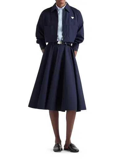 Prada Women's Short-Sleeved Poplin Shirt - Blue - Size 0 | Thumbnail 6