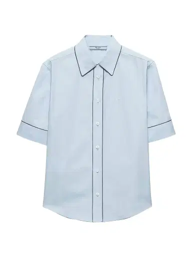 Prada Women's Short-Sleeved Poplin Shirt - Blue - Size 0 | Thumbnail 1