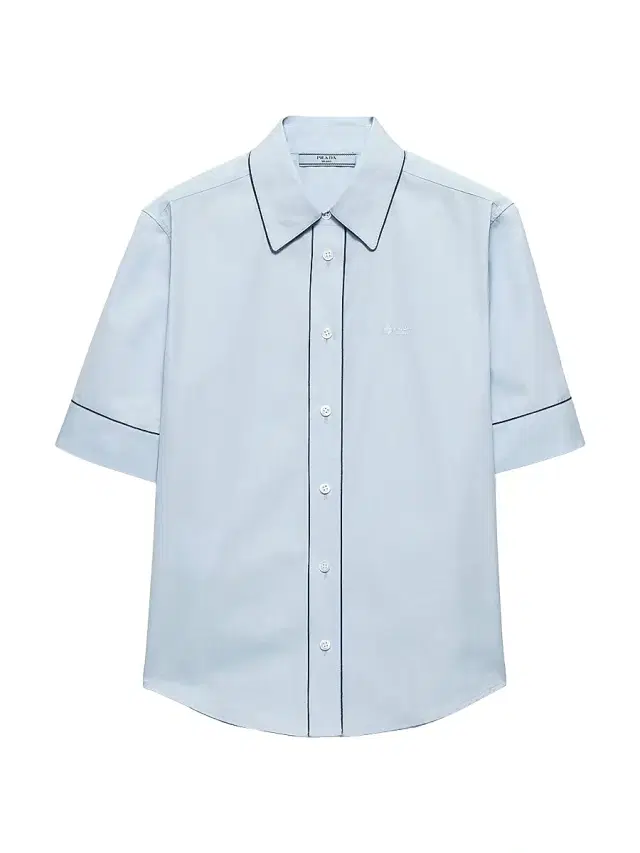 Prada Women's Short-Sleeved Poplin Shirt - Blue