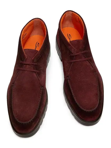Santoni Men's Rock Suede Chukka Boots - Burgundy - Size 13 | Thumbnail 4 Santoni Men's Rock Suede Chukka Boots - Burgundy - Size 13 | Thumbnail 4