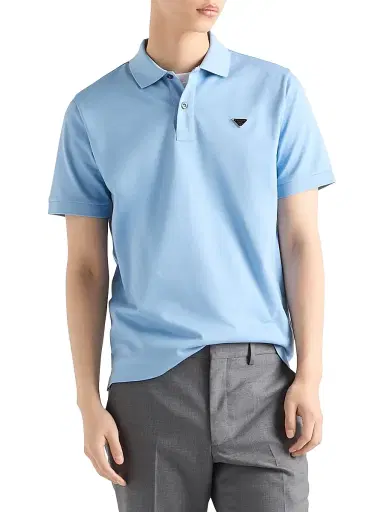 Prada Men's Piqué Polo Shirt - Blue - Size XXXL | Thumbnail 2