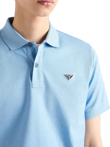 Prada Men's Piqué Polo Shirt - Blue - Size XXXL | Thumbnail 4