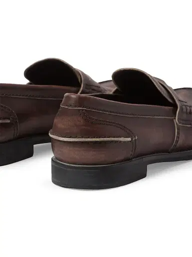 Miu Miu Women's Vintage-Effect Leather Penny Loafers - Brown - Size 7 | Thumbnail 2 Miu Miu Women's Vintage-Effect Leather Penny Loafers - Brown - Size 7 | Thumbnail 2