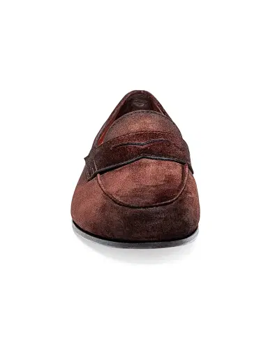Santoni Men's Carlos Suede Penny Loafers - Brown - Size 10.5 | Thumbnail 5 Santoni Men's Carlos Suede Penny Loafers - Brown - Size 10.5 | Thumbnail 5