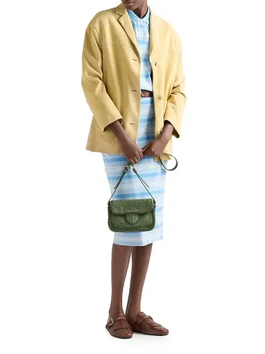 Prada Women's Woven Leather Mini Shoulder Bag - Green | Thumbnail 2 Prada Women's Woven Leather Mini Shoulder Bag - Green | Thumbnail 2