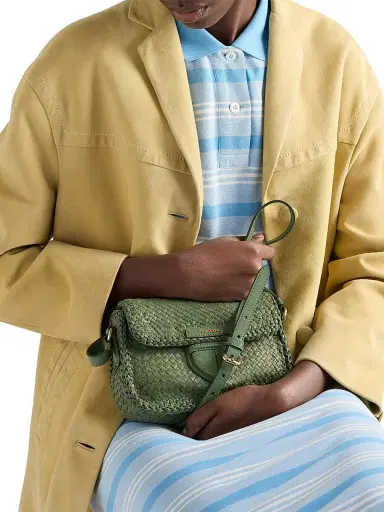 Prada Women's Woven Leather Mini Shoulder Bag - Green | Thumbnail 3 Prada Women's Woven Leather Mini Shoulder Bag - Green | Thumbnail 3