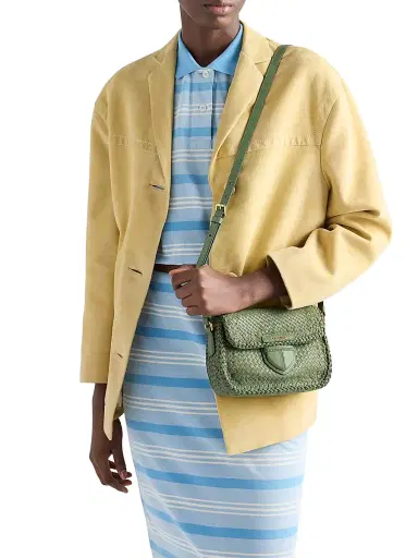 Prada Women's Woven Leather Mini Shoulder Bag - Green | Thumbnail 4 Prada Women's Woven Leather Mini Shoulder Bag - Green | Thumbnail 4