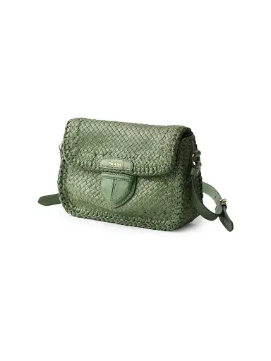 Prada Women's Woven Leather Mini Shoulder Bag - Green | Thumbnail 5 Prada Women's Woven Leather Mini Shoulder Bag - Green | Thumbnail 5