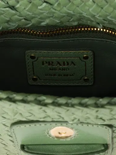 Prada Women's Woven Leather Mini Shoulder Bag - Green | Thumbnail 7 Prada Women's Woven Leather Mini Shoulder Bag - Green | Thumbnail 7