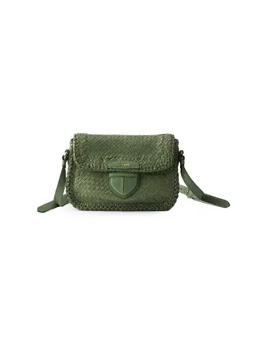 Prada Women's Woven Leather Mini Shoulder Bag - Green | Thumbnail 1 Prada Women's Woven Leather Mini Shoulder Bag - Green | Thumbnail 1