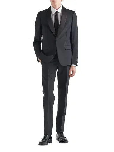 Prada Men's Single-Breasted Wool and Mohair Tuxedo - Black - Size 46 | Thumbnail 2