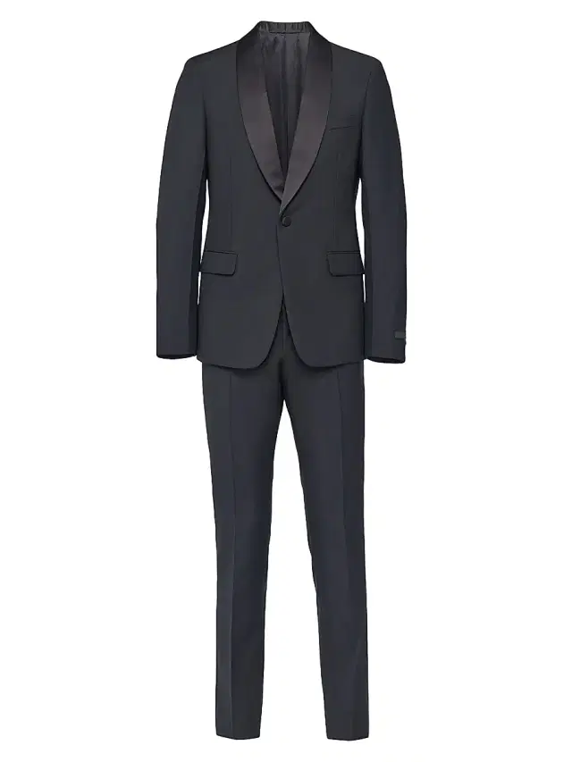 Prada Men's Single-Breasted Wool and Mohair Tuxedo - Black