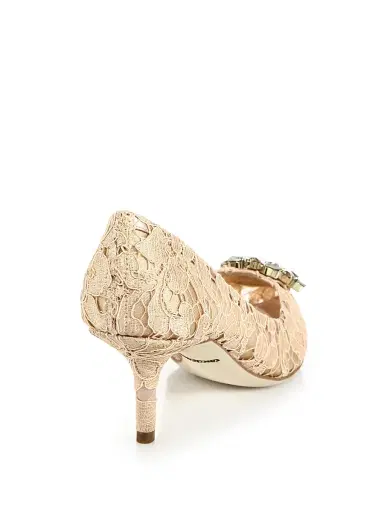 Dolce & Gabbana Women's Embellished Lace Point Toe Pumps - Sand - Size 9 | Thumbnail 2 Dolce & Gabbana Women's Embellished Lace Point Toe Pumps - Sand - Size 9 | Thumbnail 2