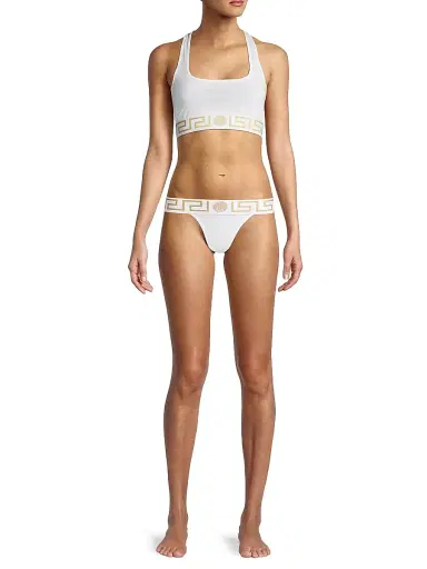 Versace Women's Greca Border Thong - White - Size XL | Thumbnail 2 Versace Women's Greca Border Thong - White - Size XL | Thumbnail 2
