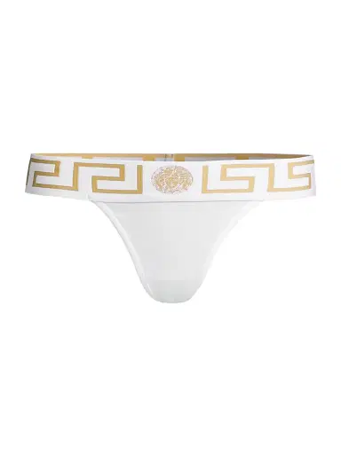 Versace Women's Greca Border Thong - White - Size XL | Thumbnail 1 Versace Women's Greca Border Thong - White - Size XL | Thumbnail 1