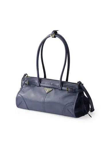 Prada Women's Bonnie Medium Leather Top Handle Bag - Airforce Blue | Thumbnail 2 Prada Women's Bonnie Medium Leather Top Handle Bag - Airforce Blue | Thumbnail 2