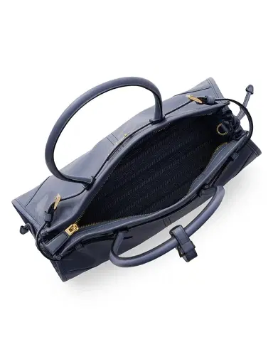 Prada Women's Bonnie Medium Leather Top Handle Bag - Airforce Blue | Thumbnail 4 Prada Women's Bonnie Medium Leather Top Handle Bag - Airforce Blue | Thumbnail 4