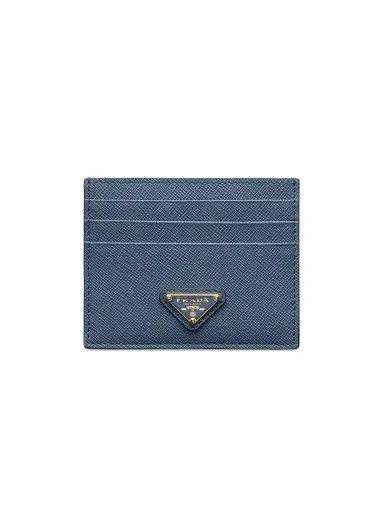 Prada Women's Saffiano Leather Card Holder - Graphite Blue | Thumbnail 1