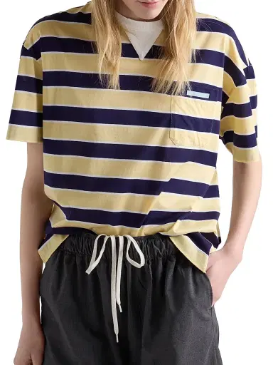 Prada Women's Bayadere Striped Lisle Cotton T-Shirt - Blue - Size 8 | Thumbnail 2