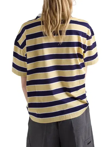 Prada Women's Bayadere Striped Lisle Cotton T-Shirt - Blue - Size 8 | Thumbnail 3