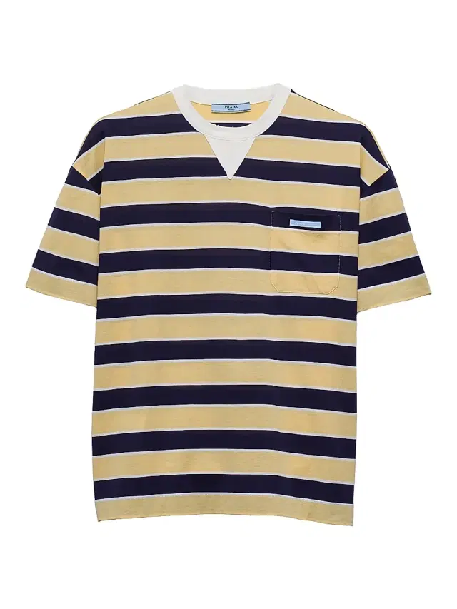 Prada Women's Bayadere Striped Lisle Cotton T-Shirt - Blue