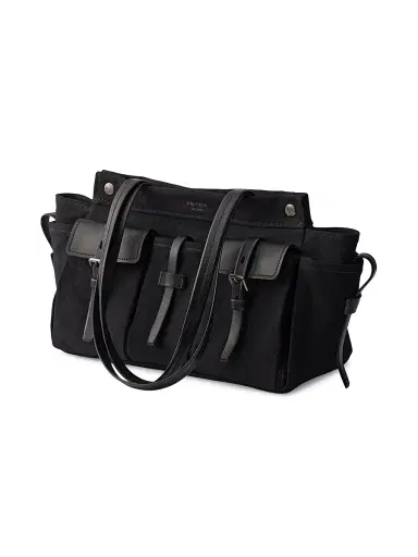 Prada Women's Route Large Canvas and Leather Tote Bag - Black | Thumbnail 2 Prada Women's Route Large Canvas and Leather Tote Bag - Black | Thumbnail 2