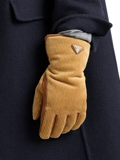 Prada Men's Corduroy Gloves - Yellow - Size 9 | Thumbnail 2 Prada Men's Corduroy Gloves - Yellow - Size 9 | Thumbnail 2