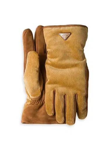 Prada Men's Corduroy Gloves - Yellow - Size 9 | Thumbnail 1 Prada Men's Corduroy Gloves - Yellow - Size 9 | Thumbnail 1