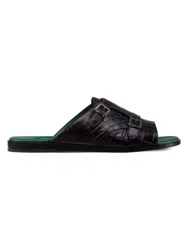 Stefano Ricci Men's Antique Crocodile Leather Monk Strap Sandals - Grey - Size 10 | Thumbnail 1