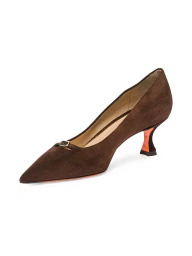 Santoni Women's Sabine 55MM Suede Pumps - Brown - Size 11.5 | Thumbnail 4