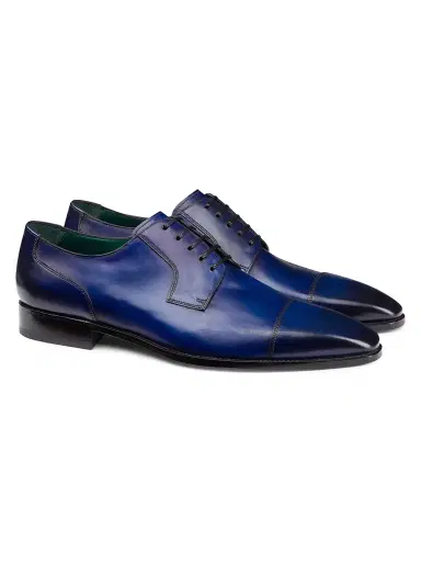 Stefano Ricci Men's Calfskin Leather Derby Shoes - Santorini Blue - Size 12 | Thumbnail 2
