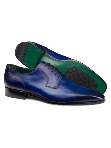 Stefano Ricci Men's Calfskin Leather Derby Shoes - Santorini Blue - Size 12 | Thumbnail 3