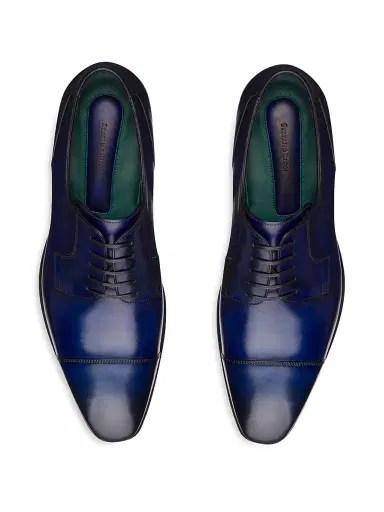 Stefano Ricci Men's Calfskin Leather Derby Shoes - Santorini Blue - Size 12 | Thumbnail 4