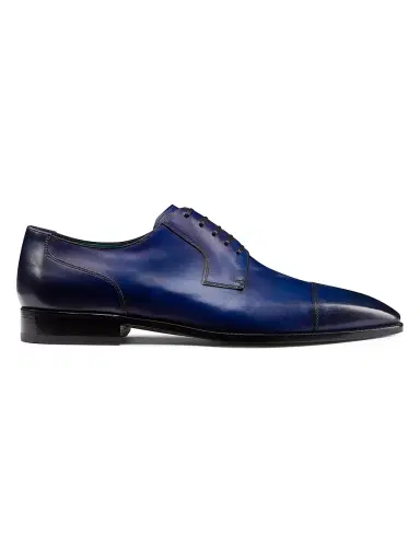 Stefano Ricci Men's Calfskin Leather Derby Shoes - Santorini Blue - Size 12 | Thumbnail 1