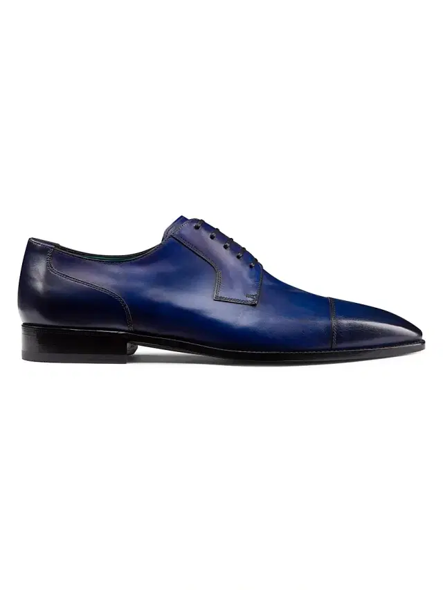 Men's Calfskin Leather Derby Shoes - Santorini Blue