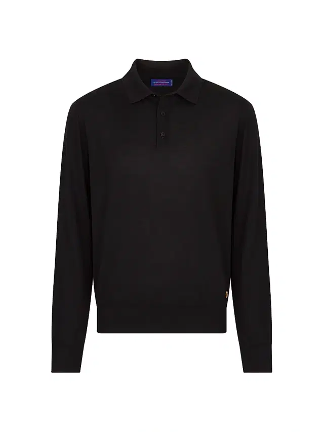Men's Cashmere-Wool Polo Shirt - Black
