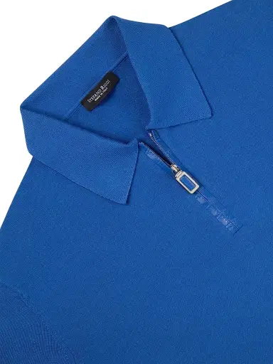 Stefano Ricci Men's Silk and Crocodile Leather Knit Zip Polo - Blue - Size 40 | Thumbnail 5 Stefano Ricci Men's Silk and Crocodile Leather Knit Zip Polo - Blue - Size 40 | Thumbnail 5