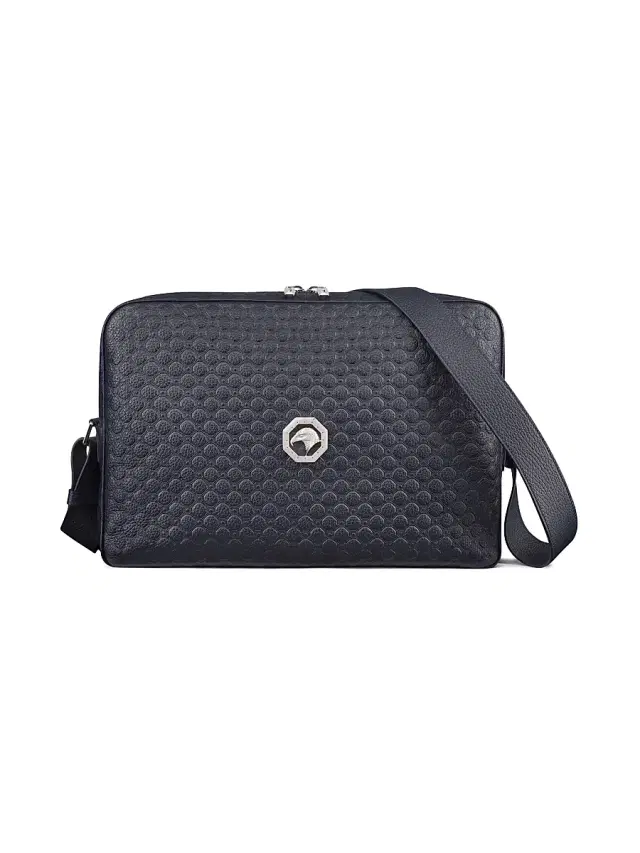 Stefano Ricci Men's Handmade Calfskin Leather Messenger Bag - Dark Blue