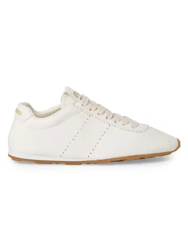 Miu Miu Women's Plume Nappa Leather Sneakers - White - Size 7 | Thumbnail 1