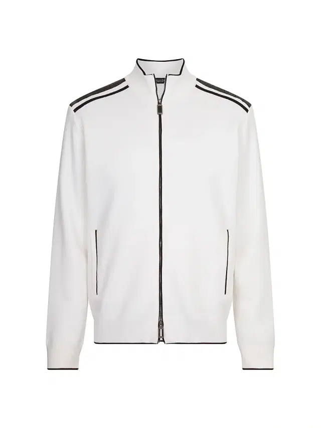 Stefano Ricci Men's Jogging Blouson Jacket with Croc Details - White