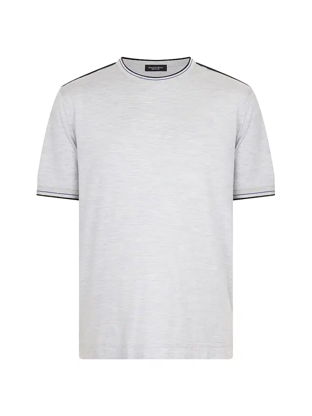 Men's Silk and Cotton Crewneck Sweater - Grey
