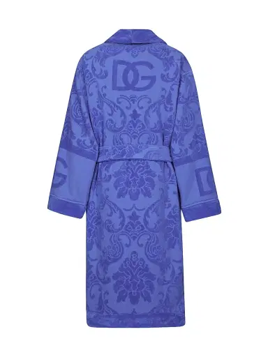 Dolce & Gabbana Men's Jacquard Logo Bath Robe - Blue - Size XL | Thumbnail 2