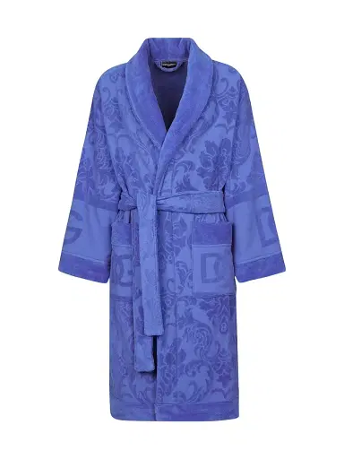 Dolce & Gabbana Men's Jacquard Logo Bath Robe - Blue - Size XL | Thumbnail 1