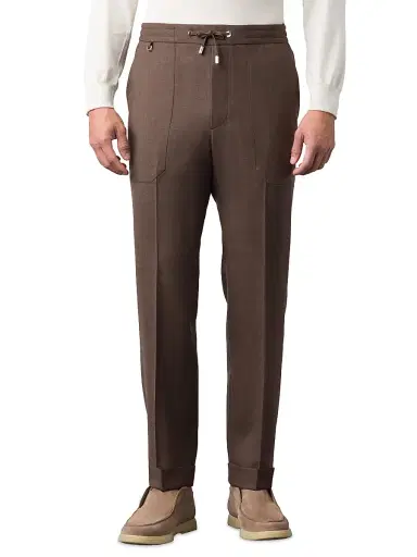 Stefano Ricci Men's Modern Tailored Sport Trousers - Brown - Size 40 | Thumbnail 2