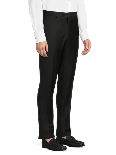 Giorgio Armani Men's Crease-Front Virgin Wool Trousers - Black | Thumbnail 4 Giorgio Armani Men's Crease-Front Virgin Wool Trousers - Black | Thumbnail 4